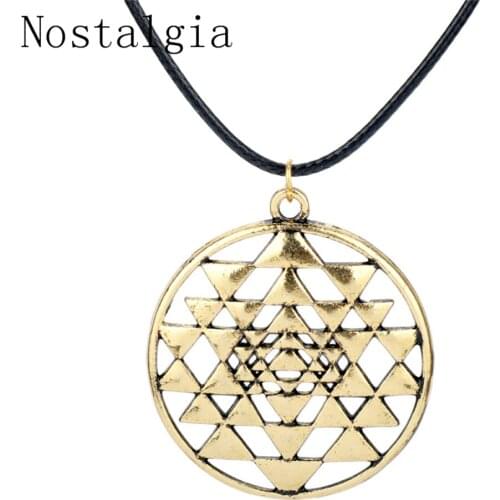 Free ship Viking Jewelry Fashion Gothic Punk Sri Yantra Flower Of Life Circle Pendant Necklace Round Shape Necklace For Women Men Gift