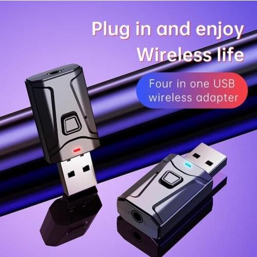 USB 5.0 Adapter Wireless 3 in 1 Bluetooth Audio Receiver for TV PC Car AUX Speaker