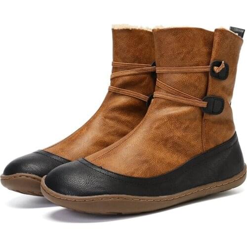 Autumn And Winter Womens Warm Snow Boots Large Shoes Color Matching Large Snow Boots Women Fashion Ankle Boots