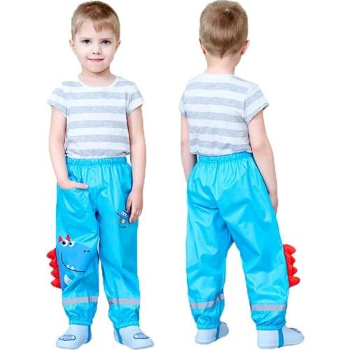 2-12y Childrens Rain Pants Cartoon Print Rain Dungarees Windproof And Waterproof Mud Trousers Boys Girls Outdoor Ski Jumpsuits