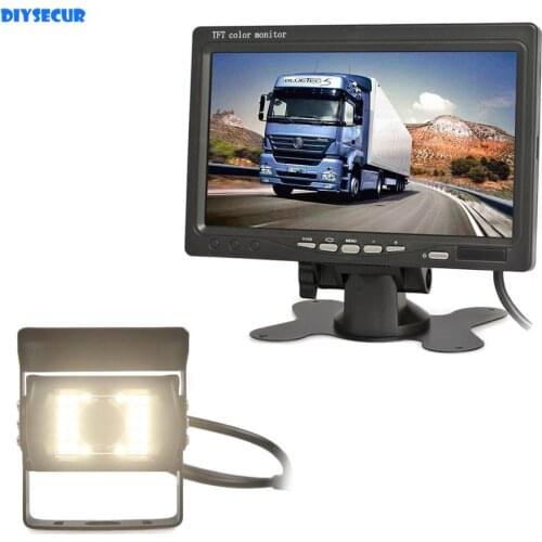 DIYSECUR DC 12V-24V 4-PIN 7" TFT LCD Rear View Car Monitor + LED Night Vision CCD Rear View Camera for Bus Houseboat Truck