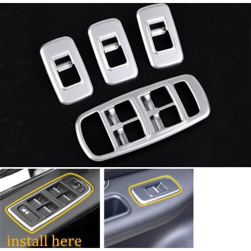 For Jaguar XE 2016 Car Door Window Switch Adjust Panel Button Cover Frame Trims ABS Styling Sticker 4Pcs Automobile Accessories