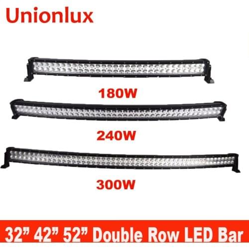 Double Row 32" 42" 52" Curved Led Work Light Bar Spot Flood 180W 240W 300W Offroad LED Bar for Car Truck 4x4 SUV ATV 12V