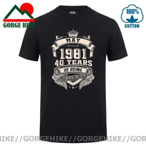GorgeHike Retro Vintage Born In May 1981 40 Years Of Being Awesome T Shirt for men Oversized O-neck Cotton Short Sleeve T-shirt