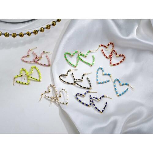 HECHENG,1 pair,Wholesale,Colorful Sweet Earrings,Heart Ear Stud ,Trendy 2021 Fashion Vintage Accessories