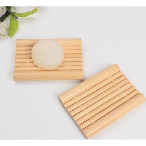 Creative Bamboo Raft Shape Soap Dish Natural Wood Handmade Soap Tray Holder Bath Shower Soap Rack Plate LX1393