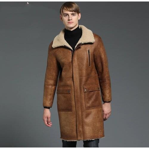 Mens B3 Shearling Jacket Coat Mens Long Coat Mens Winter Slim Jacket