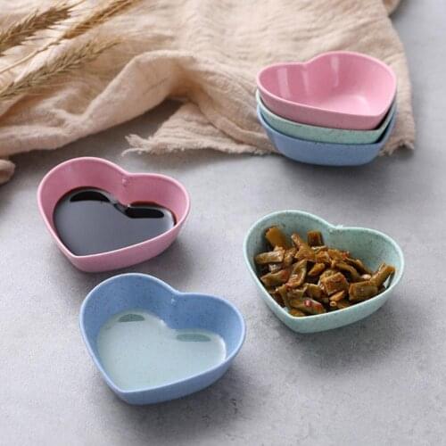 Love Heart Shaped Bowl Food Sauce Dish Seasoning Bowl Accessories Sugar Kitchen Tableware Seasoning Plate Salt Container Bo U0S5