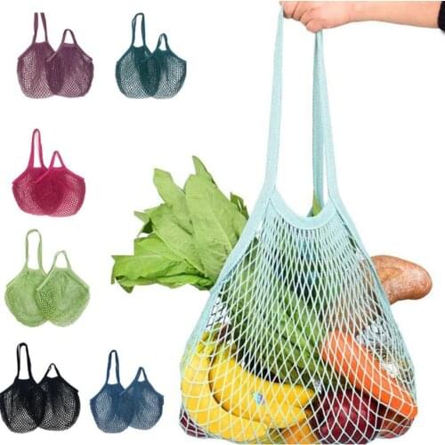 Reusable Fruit Shopping String Grocery Shopper Cotton Tote Mesh Woven Net Shoulder Bag Mesh Net Shopping Bag High Quality