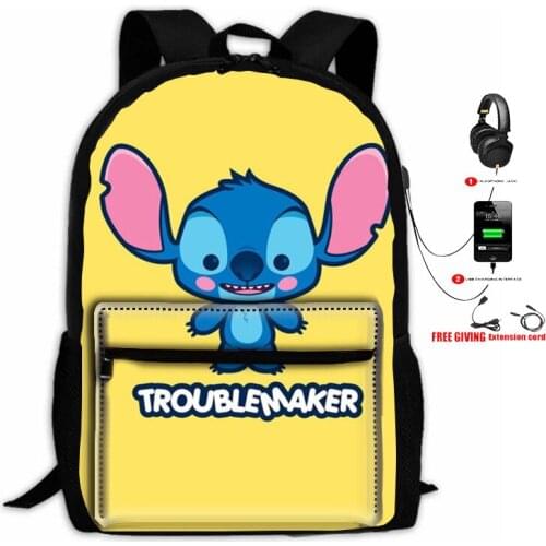 Fashion Stitch USB Charging Backpack Casual Waterproof Fabric Laptop Backpack Women Travel Backpack Schoolbag