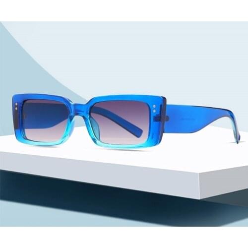 Small Rectangle Sunglasses Cat Eye Shades For Women Candy Color Eyewear Blue Square Sun Glasses Retro Gradient Lens Eyewears