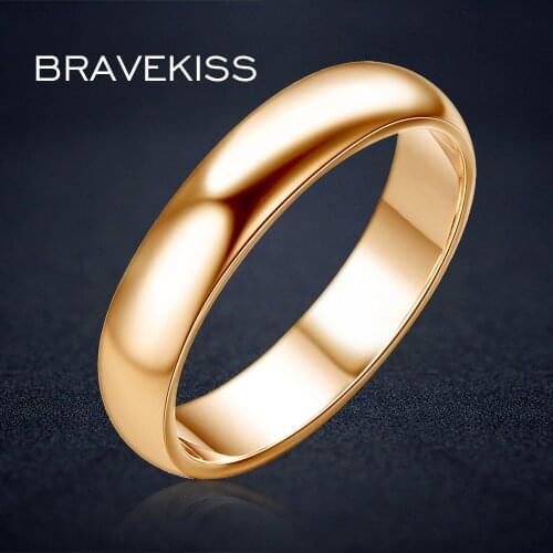 BRAVEKISS simple plain wedding band engagement rings for her and he alliance couples ringen voor vrouwen bague jewelry BJR0097A