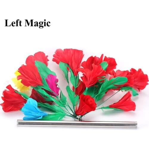 Appearing Bouquets & Color Changing Flower Magic Tricks Wand to Feather Bouquet Magia Magician Stage Illusion Gimmick Props Fun