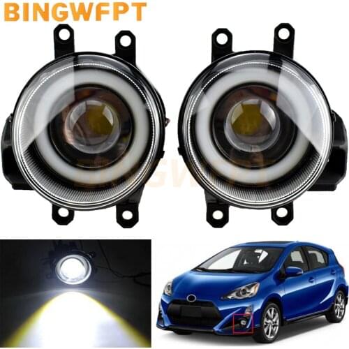 2 Pcs/Set H11 12V Fog Lights + Angel eye For Prius C Sport Aqua urban 2015-2016 LED Fog Lamp Assembly Super Bright
