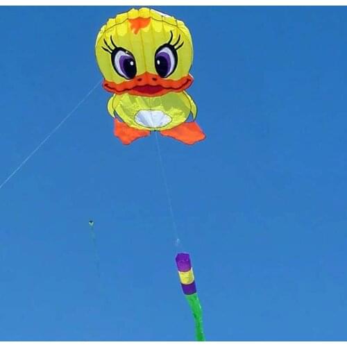 Rainbow soft nylon ripstop single line kites flying big yellow duck kite for children cerf volant windsock kids kites vliegers