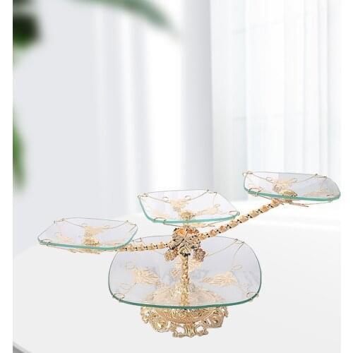 Luxury Tempered Glass Fruit Tray Kitchen Snacks Serving Tray Countertop Dessert Plate Platter for Hotel Party Wedding