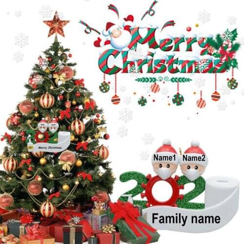 2020 Isolation Christmas Decoration Gift Santa Claus wearing a resin mask Personalized Christmas tree decoration All series