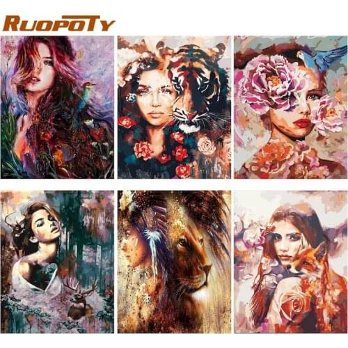 RUOPOTY Oil Painting By Numbers Figure Artwork 60x75cm Paint By Numbers On Canvas By Numbers Home Decor Gift