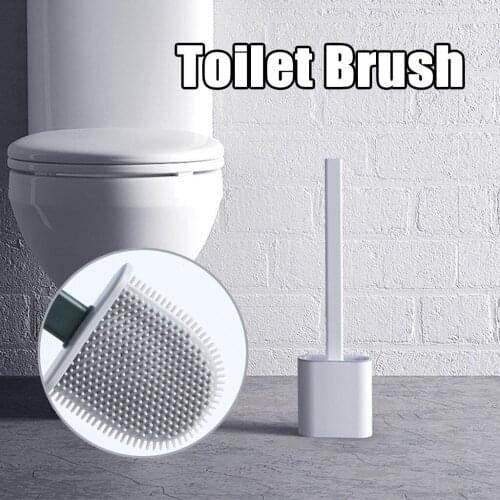 Silicone Toilet Brush Creative Cleaning Brush Set with Toilet Brush Holder Toilet Brush Holder Set Clean Tool Durable Bathroom