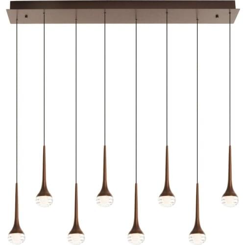 Led ceiling hanging lamp, decorative aluminum anodized finish Coffe matte, modern and elegant style. Height adjustable