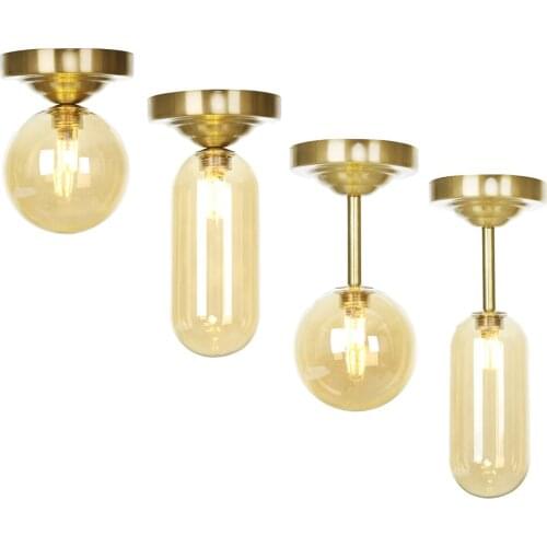 Ceiling light LED G4 Simple ceiling lights for living room glass lampshade copper Ceiling lighting ceiling Corridor / aisle