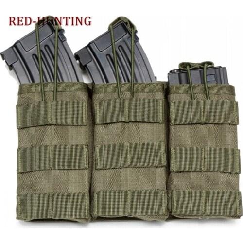 Tactical Bag MOLLE Triple Open-Top Magazine Pouch FAST AK AR M4 FAMAS Mag Military Pouch Paintball Airsoft Gear