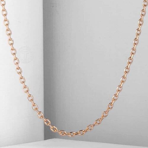 2mm Thin Necklace for Women Girl 585 Rose Gold Color Rolo Cable Link Chain Necklace Elegant Jewelry 50 60cm Big Sale CN14