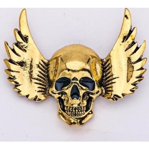 European and American Unique Fashion Skull Wing Metal Brooch Men and Women Lapel Pin Coat Scarf Badge All-Match Jewelry