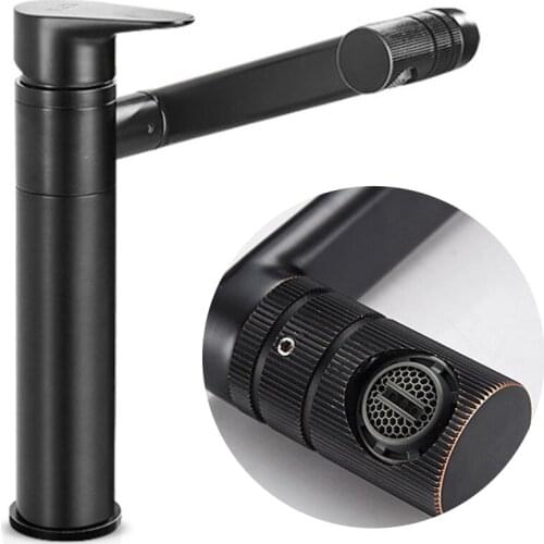 Tap Faucet All-Copper Rotating Basin Faucet Hot And Cold Basin Faucet Rotatable Vintage Faucet Home Black Washroom Kitchen Tap