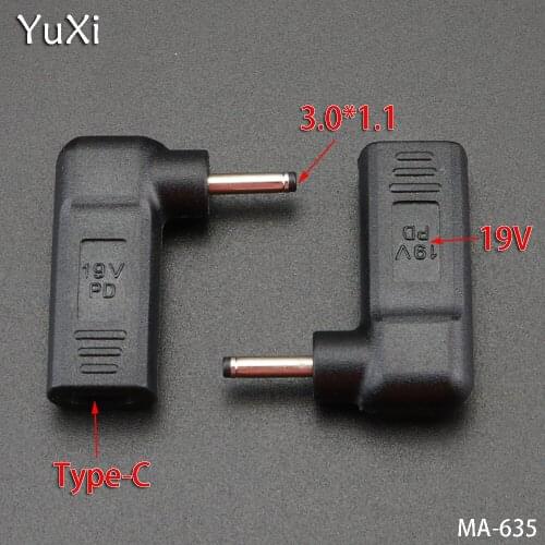 YuXi 1PCS/lot USB 3.1 Type-C female to DC 3.0*1.1mm Power Charged Adapter Converter PD 19V Angled for HP Lap top replace