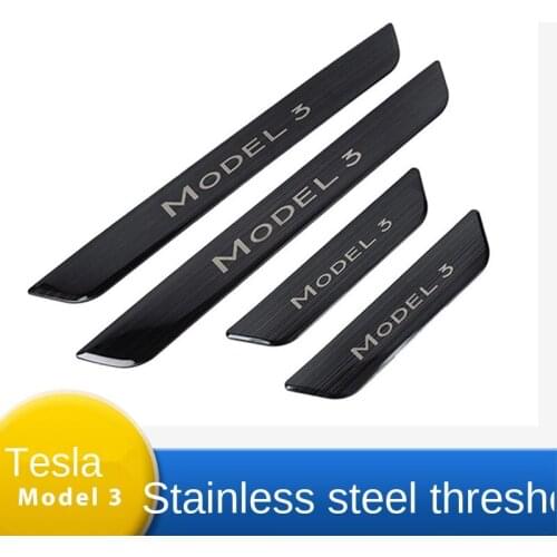 Car Door Sill Protector Stickers For Tesla Model 3 Accessories Car Threshold Stainless steel Anti-scratch Plates Model3