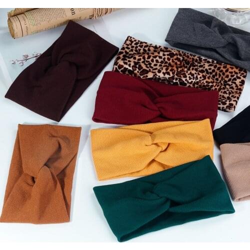 2021 Women Headband Cross Top Knot Elastic Hair Bands Soft Solid Girls Hairband Hair Accessories Twisted Knotted Colour Headwrap