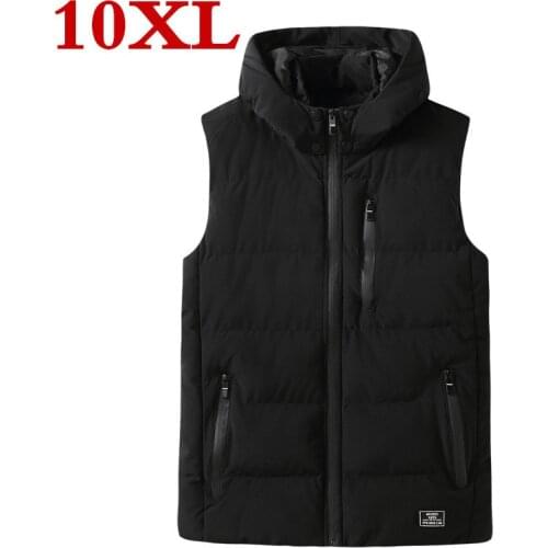 Plus size 10XL 9XL 8XL new Mens cotton vest winter Mens fashion hooded vest big yards casual warm Large size mens jackets