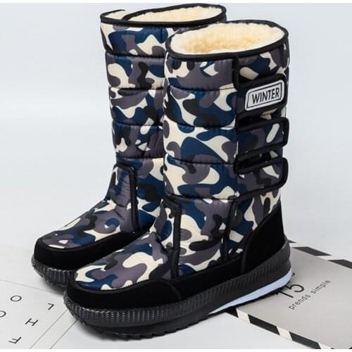 Winter Shoes Women Boots Big Size 36-47 Men Mid-Calf Snow Boots Women Waterproof Platform Couples Botas Chaussures Femme WSH4193