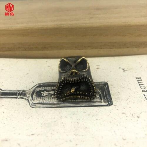 1PC Personality Ghost Retro Brass Paracord Knife Beads EDC Outdoor Pocket Tools Paracord Bead Pendant