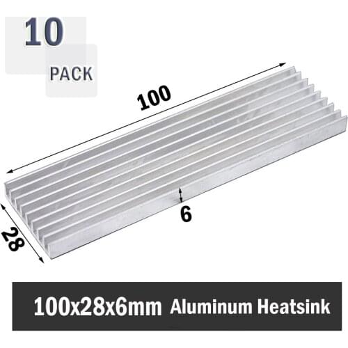 10Pcs Gdstime 100x28x6MM Extruded Aluminum Heatsink For High Power LED IC Chip Cooler Radiator Heat Sink