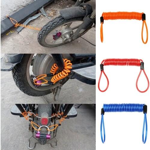 2x 1.5m Motorcycle Disc Brake Lock Spring Reminder Cable Security Red+Orange