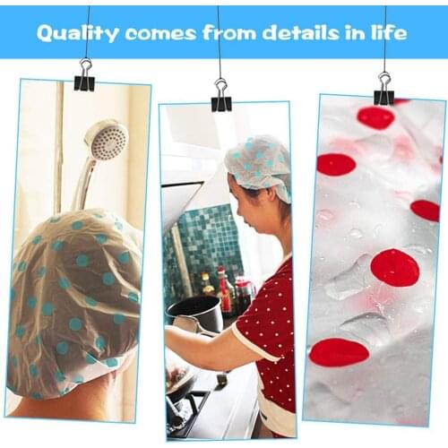 3pcs Shower Caps Elastic Waterproof Shower Cap Reusable Bath Cap Fashion Wave Point Shower Cap Bathroom Tool