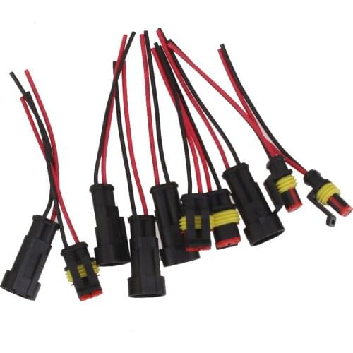 5 Kit 2 Pin Way Car Truck Sealed Waterproof Electrical Connector Plug Wire Adapter with Wire AWG
