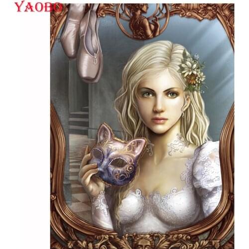 DIY 5D Full Diamond Painting Cross Stitch Fox mask beauty Diamond Embroidery Patterns Needlework Pictures Of Rhinestones kits