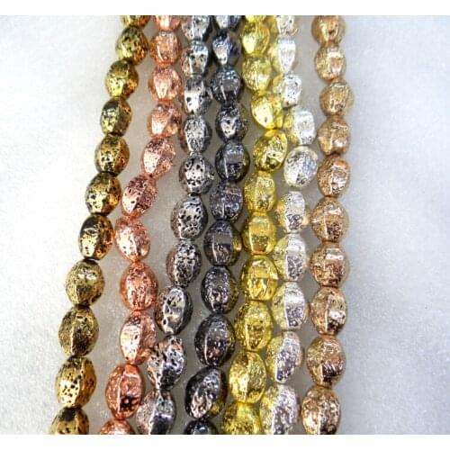 10*14 Natural Stone electroplating Lava Bead Volcanic Rock Bead for diy Jewelry Making Bracelet Accessories wholesale27pcs