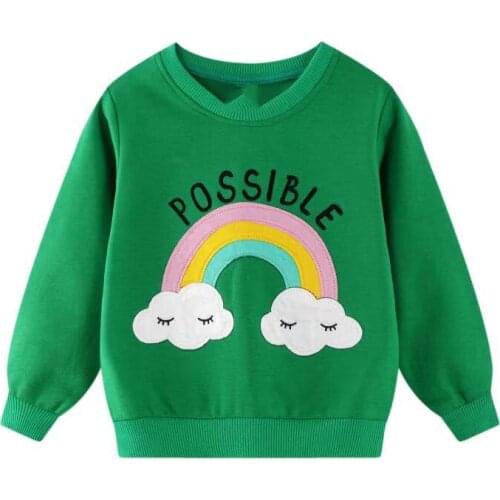 27kid Rainbow Pattern kids T-shirt For Autumn Sweatershirt Blouse Tops Childrens Sweater hood Spring Cotton Clothing 2-7Years