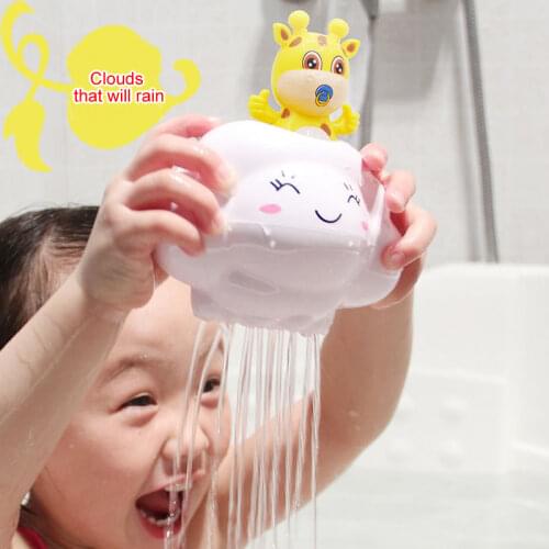 Kids Bath Toys Cute Giraffe Floating Cute Cartoon Rain Clouds With Deer Water Games Toy Set for Children Beach Bath Toys