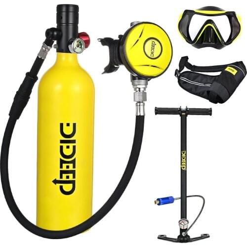 DIDEEP X4000Pro 1L Scuba Diving Cylinder Mini Oxygen Tank Set Respirator Air Tank Hand Pump for Snorkeling buceo Diving