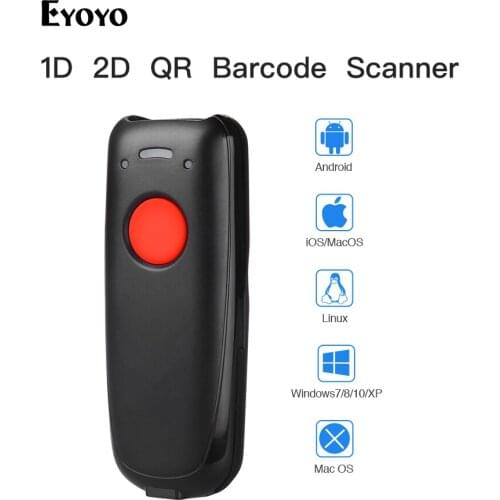 Eyoyo EY-004A Mini 2D Wireless Barcode Scanner Bluetooth&2.4GHz Wireless&Wired Connection for Tablet PC CCD Bar Code Reader