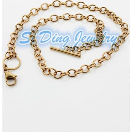 Hot selling 20 inch floating charm locket chain stainless steel rose gold living glass floating locket chains