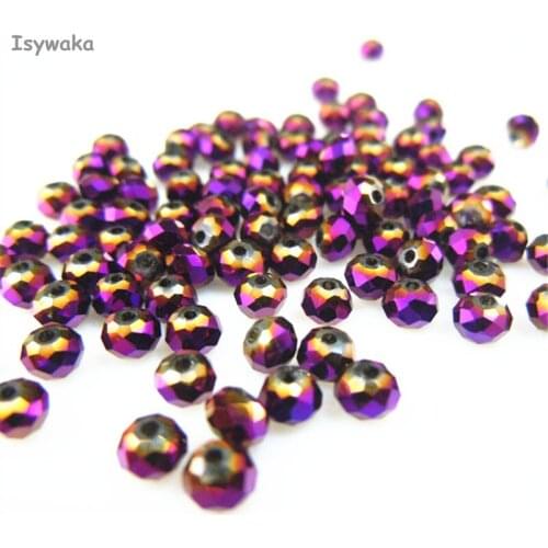 Isywaka Shining Purple Color 3*4mm 145pcs Rondelle Austria faceted Crystal Glass Beads Loose Spacer Beads for Jewelry Making