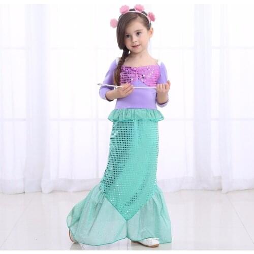 2018 Princess Ariel Mermaid Fanny Stage Clothes Evening Dress Halloween Christmas Cosplay Costume Little Ariel Mermaid Dress