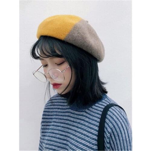 Korean color matching Wool Beret for women in autumn and winter WS-2818