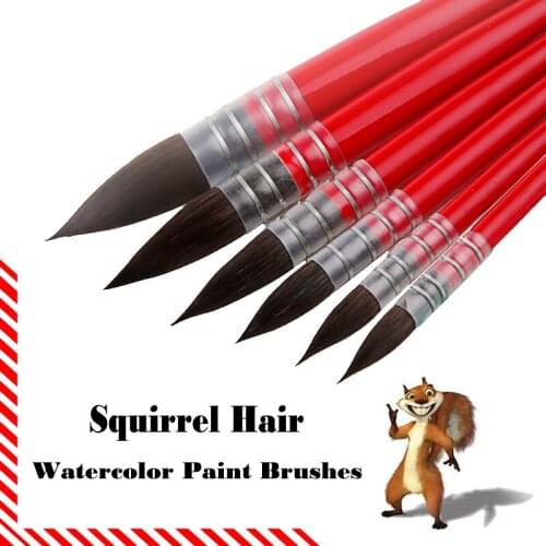 Round Squirrel Hair Watercolor Paint Brushes Set Handmade PaintBrush for Art Painting Gouache Wash/Mop Acrylic Brush Supplies